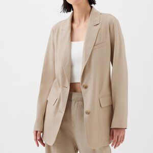 Gap Factory Relaxed Stripe Linen-Blend Blazer - Bedrock beige in XS NWT